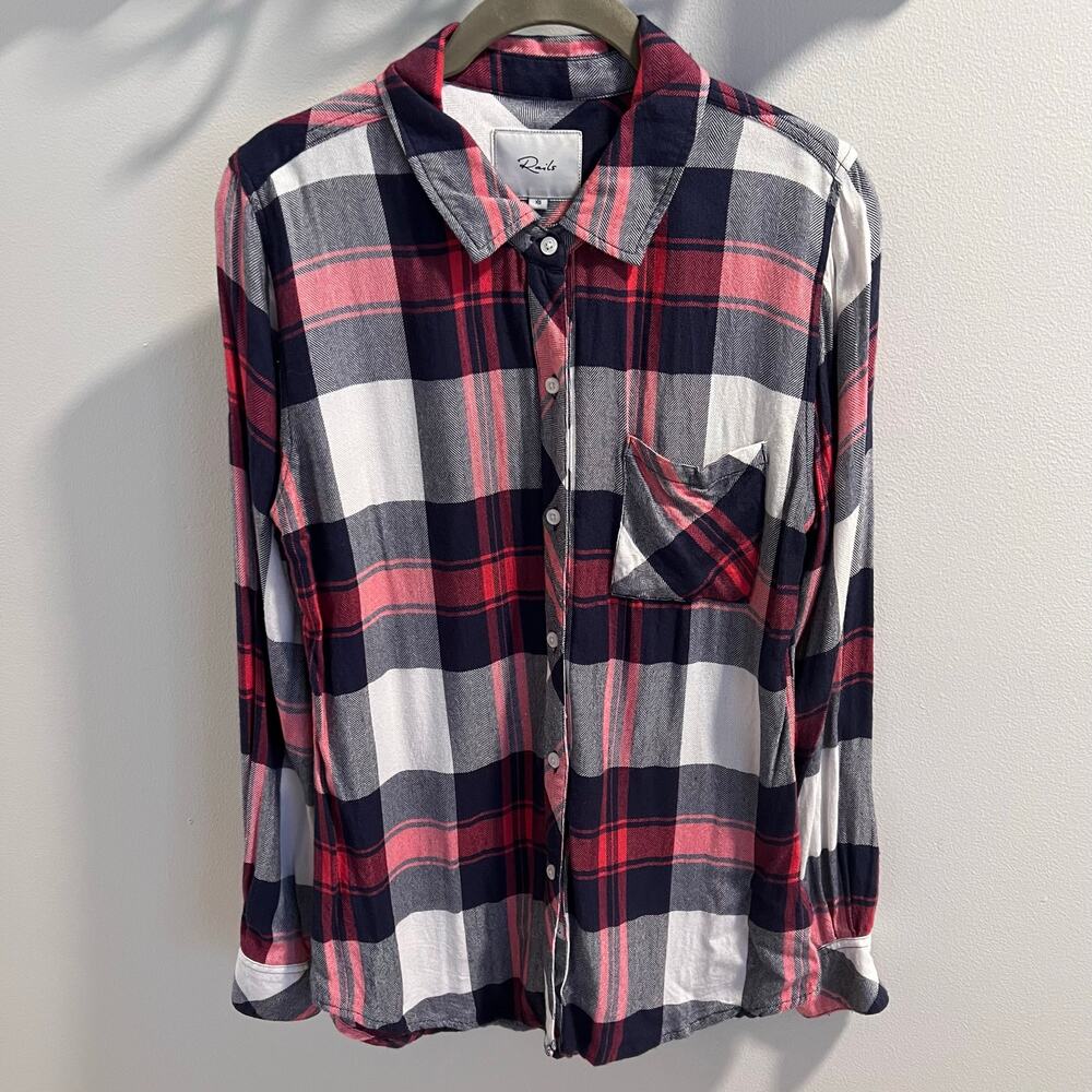 Rails Hunter Red Blue and White Plaid Button Front Shirt Size XS